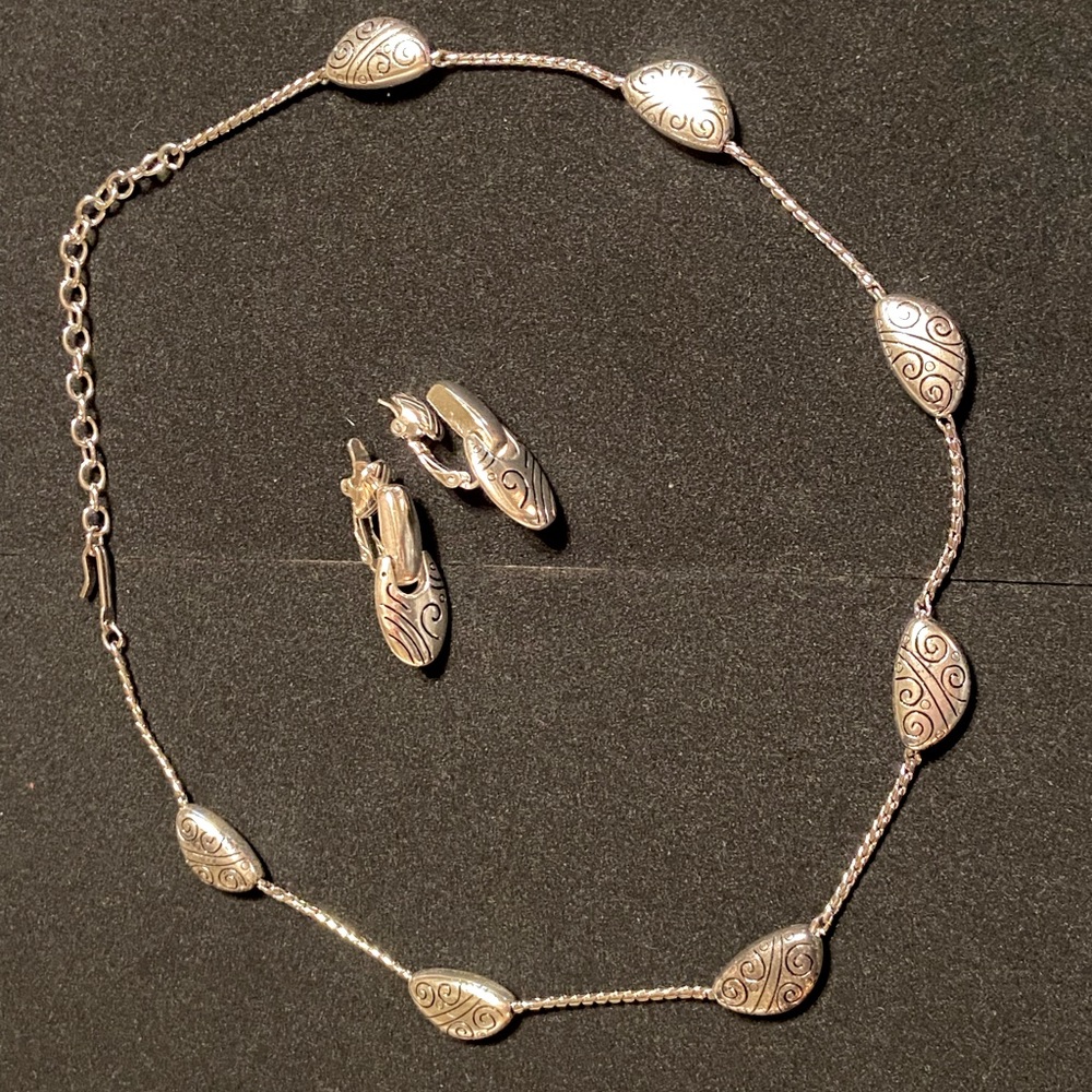 Silver necklace and earrings set